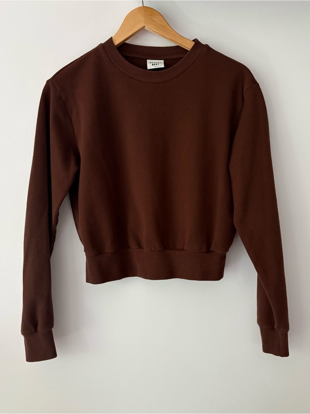 Aritzia Sunday Best Womens Crewneck Sweatshirt Size Small in Chocolate Brown
